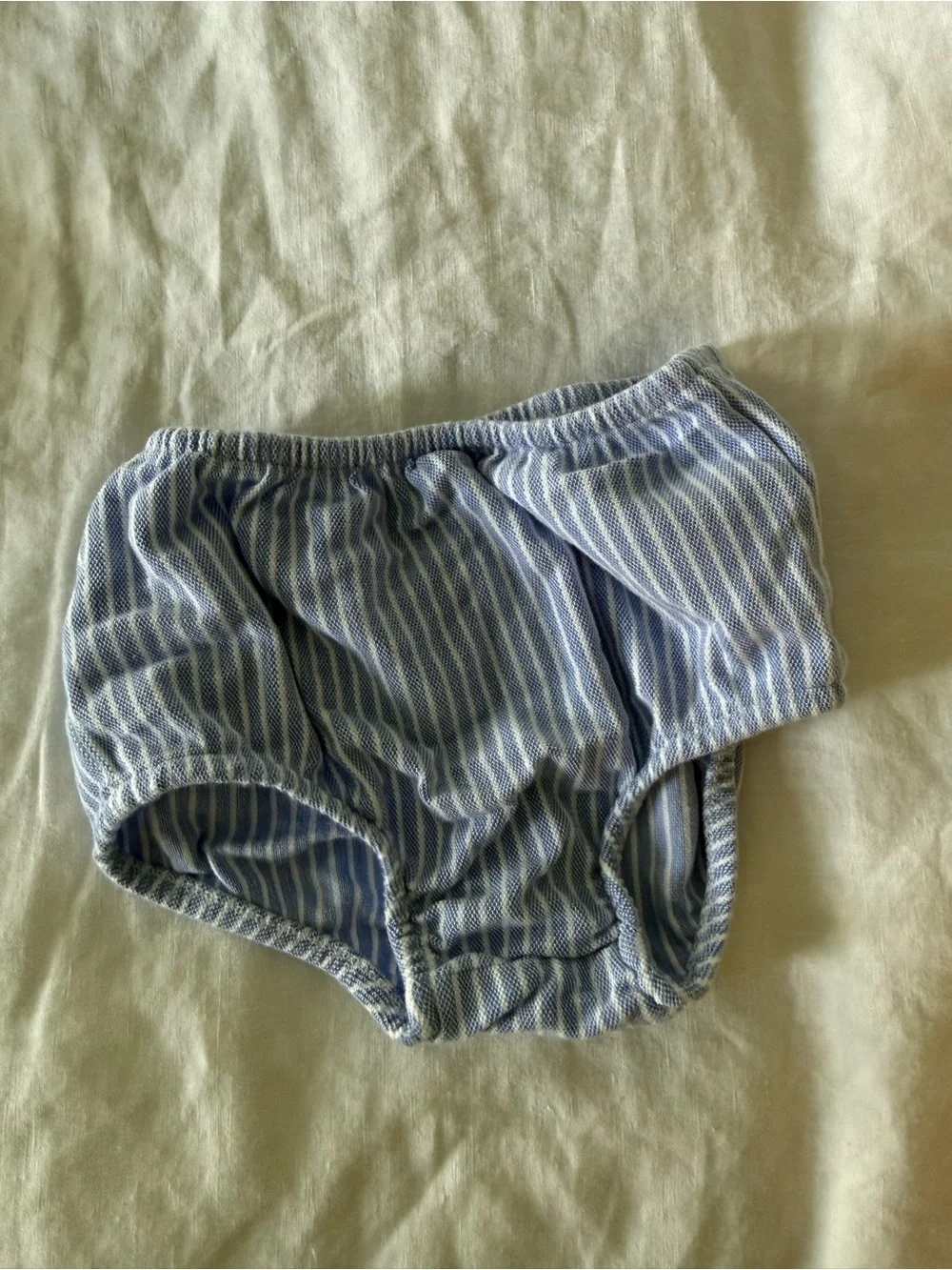 Ralph Lauren Light Blue & White Striped Polo Dress with Puff Sleeves